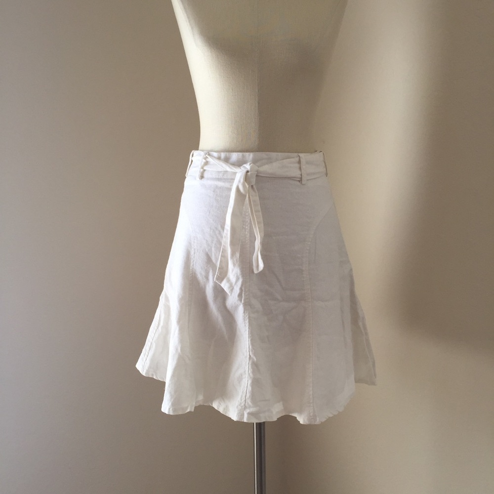 Forever 21 white linen flare skirt